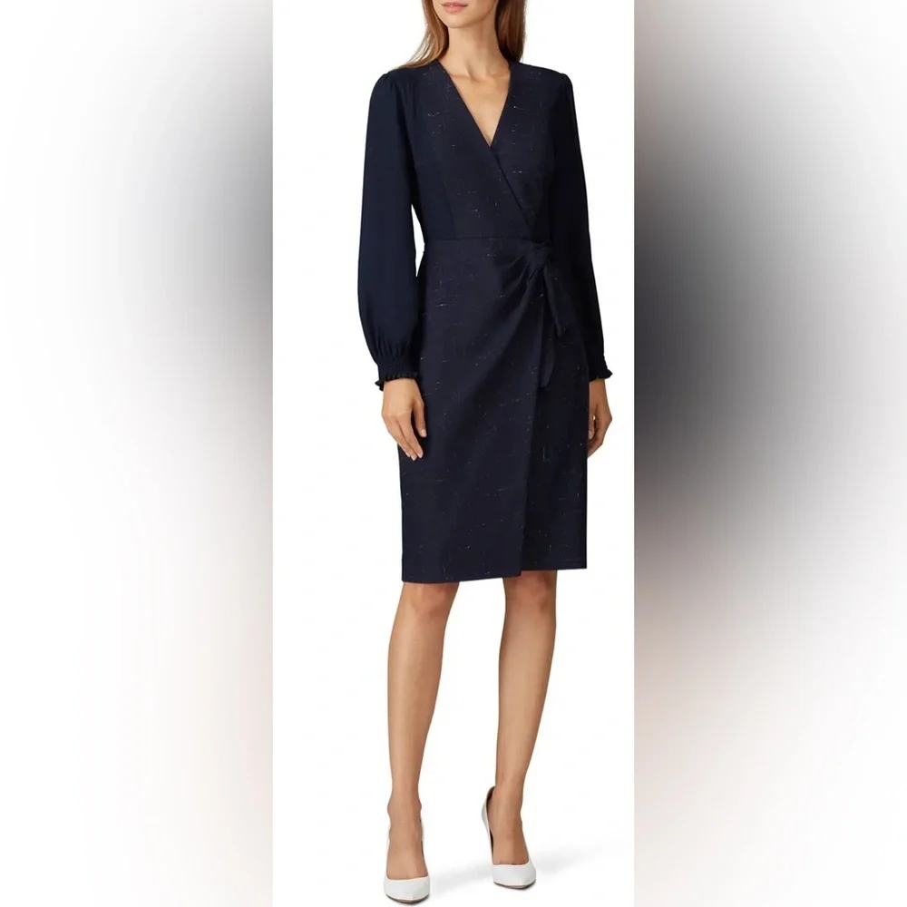 Rebecca Taylor Navy Cross Hatch Dress- Size 12 - Picture 1 of 11